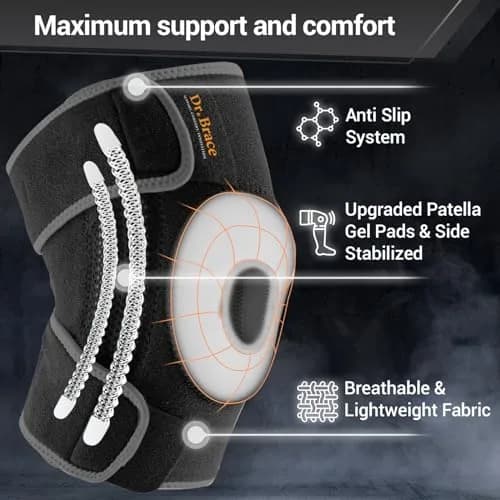DR. BRACE ELITE Knee Brace with Side Stabilizers & Patella Gel Pads - Large, Mercury | Orthopedic Brace for Pain Relief & Recovery thumbnail 3