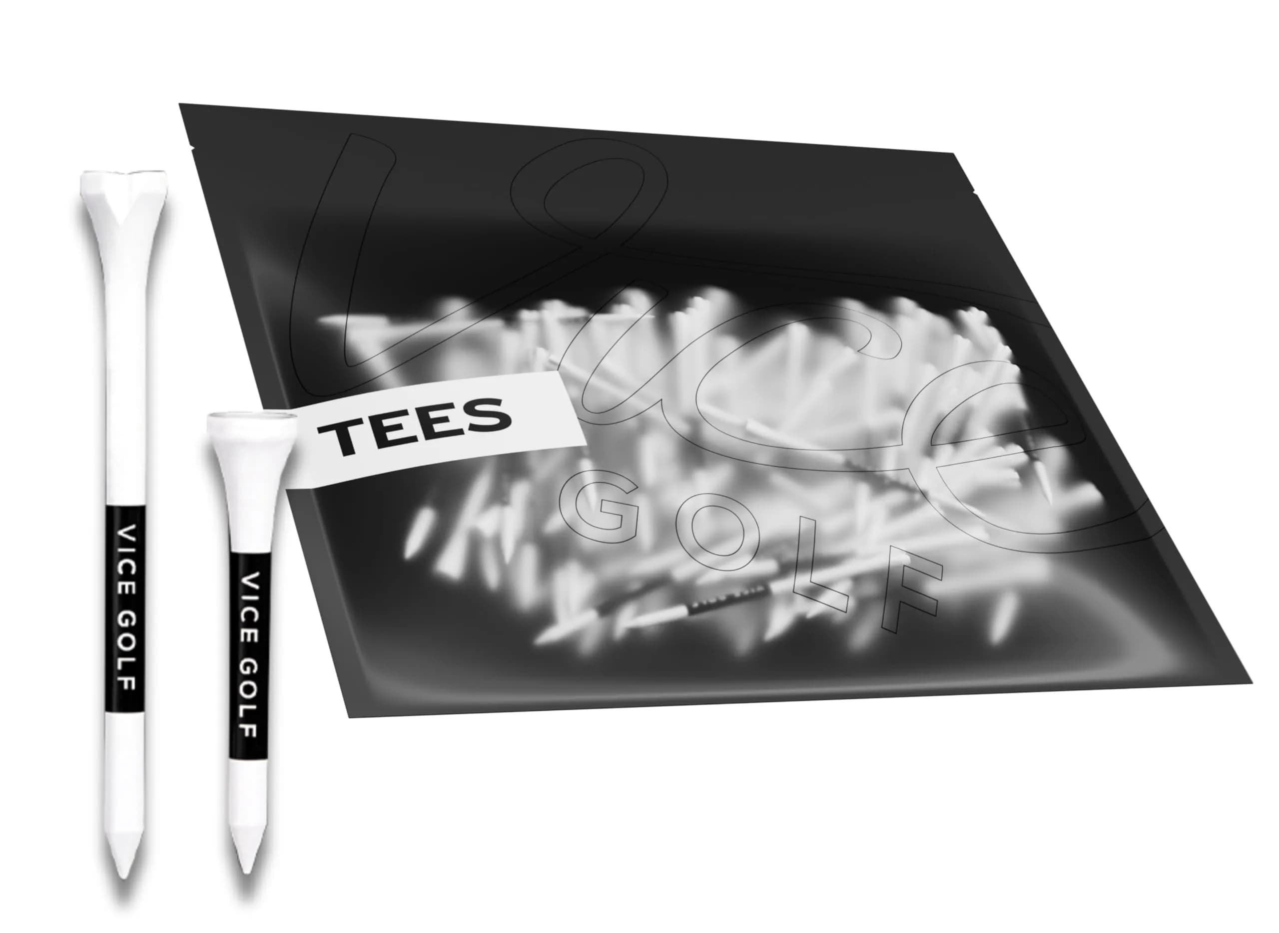 Vice Golf Tees | White | 60 Driver & 15 Short Tees | Eco-Friendly Bamboo
