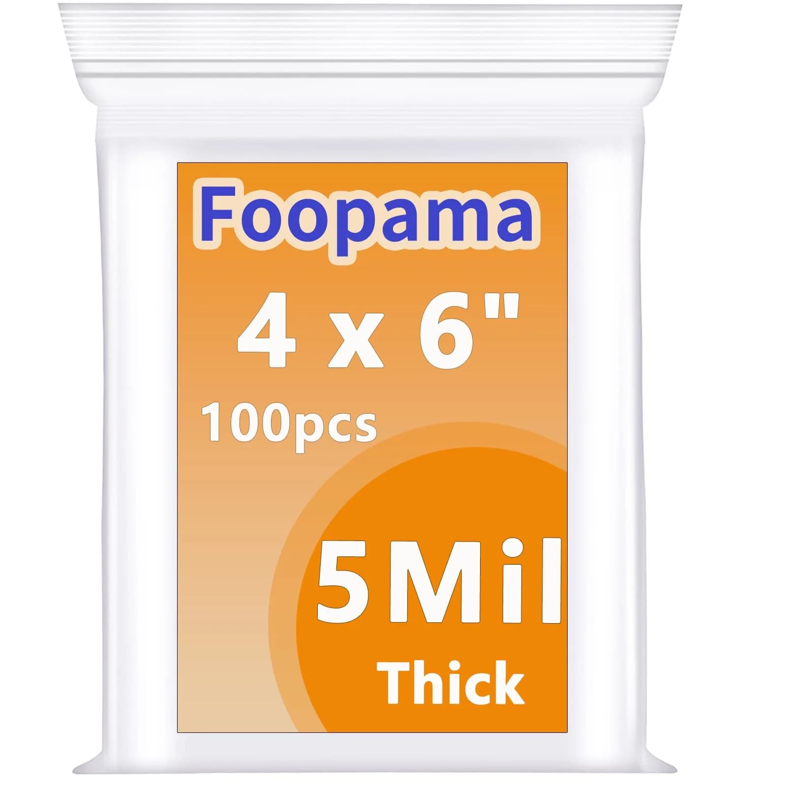 Foopama Clear Zip Lock Plastic Bags 5 Mil 2" x 3" (200 Count) | Heavy Duty & Durable Packaging — 4 x 6inch