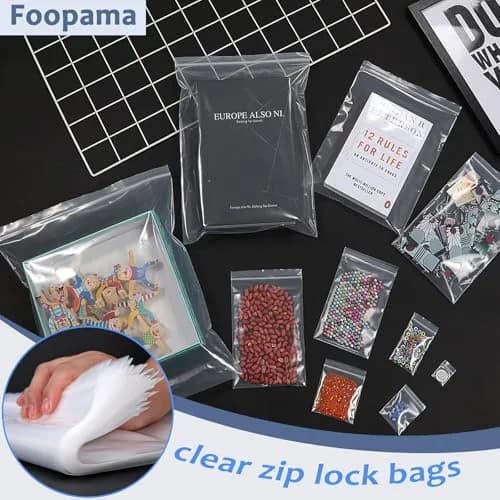 Foopama 4" x 6" Thick 5 Mil Clear Zip Poly Lock Plastic Bags (100-Pack) | Heavy Duty & Durable thumbnail 2