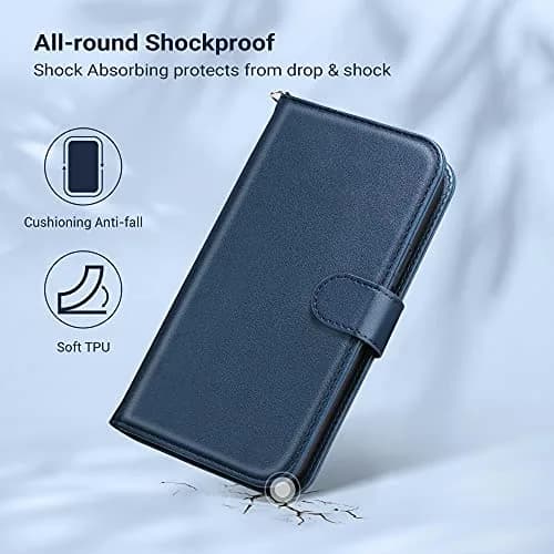 ULAK Blue Wallet Case for iPhone 13 Pro Max 6.7 inch | Card Holder with Kickstand & Wrist Strap thumbnail 5