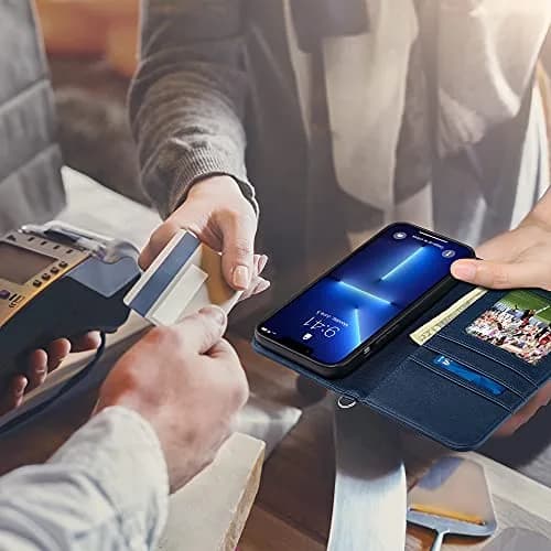 ULAK Blue Wallet Case for iPhone 13 Pro Max 6.7 inch | Card Holder with Kickstand & Wrist Strap thumbnail 8