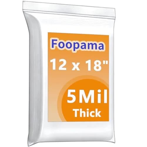 Foopama 5 Mil Thick Clear Zip Poly Lock Plastic Bags 12 x 18 inches (30 x 46 cm) | Heavy Duty Reclosable Storage Bags (20-Pack) thumbnail 1
