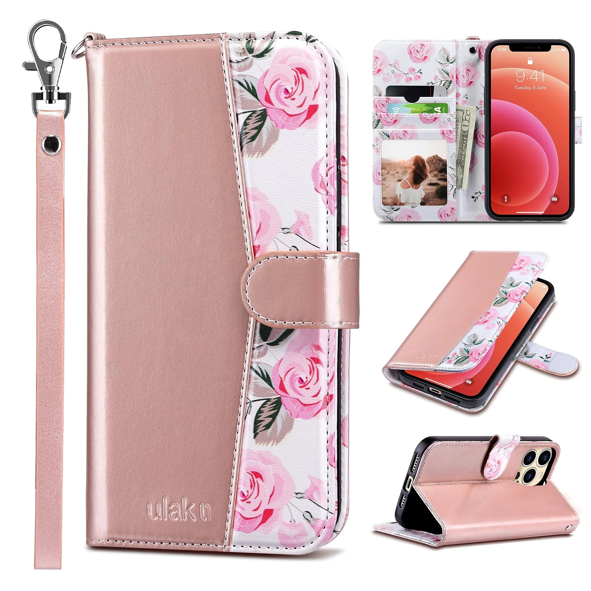 ULAK Wallet Case for iPhone 13 Pro Max 6.7 inch | Card Holder, Shockproof, Flip Leather - main product image
