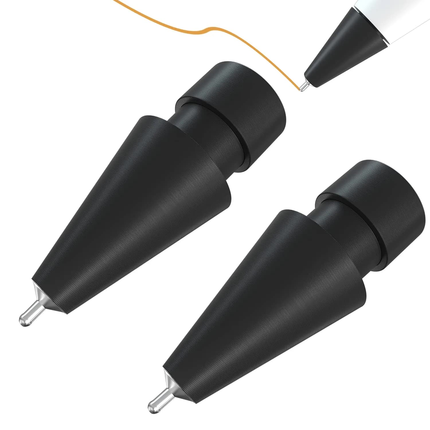 REEYEAR Black Input Pen Tips | Precise 0.78mm Fine Point Stylus Replacement for Apple Pencil 1st & 2nd Gen, Durable Copper Material, 2 Pack
