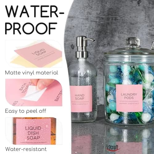 v2croft 144 pcs laundry labels set | Water & Oil Resistant Labels for Laundry & Home (120 chars) thumbnail 3