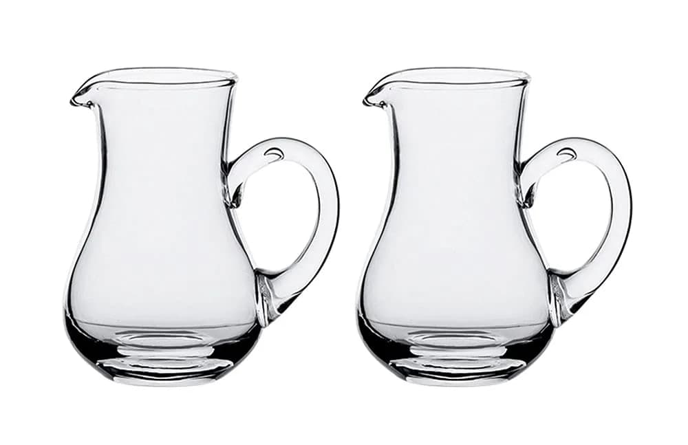 Mozacona Crystal Glass Creamer Pitcher Set 600ml (2 x 300ml) | Vintage Style Pourer for Milk, Cream, Sauces — C-100ml