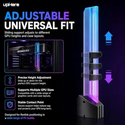 upHere GH03ARGB 5V Addressable RGB GPU Brace Support Holder | 24cm (9.4in) Adjustable Height thumbnail 3