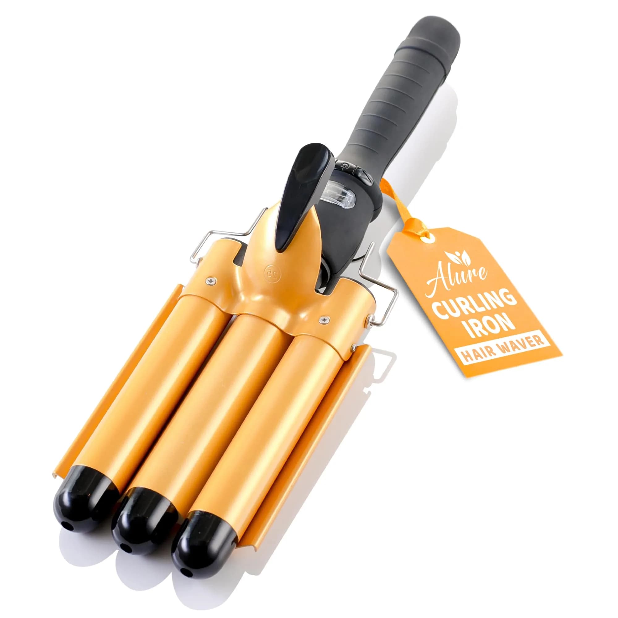 Alure Three Barrel Curling Iron Wand, 1 Inch Ceramic Tourmaline Hair Waver | Fast Heating, Versatile Styling — Zgold