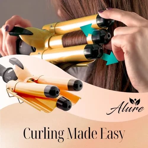 Alure Three Barrel Curling Iron Wand, 1 Inch Ceramic Tourmaline Hair Waver | Fast Heating, Versatile Styling thumbnail 5