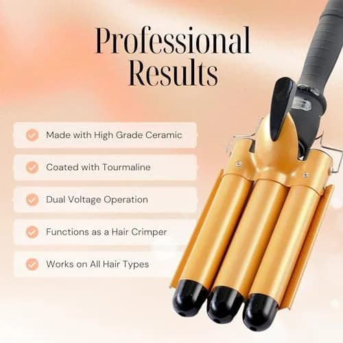 Alure Three Barrel Curling Iron Wand, 1 Inch Ceramic Tourmaline Hair Waver | Fast Heating, Versatile Styling thumbnail 3