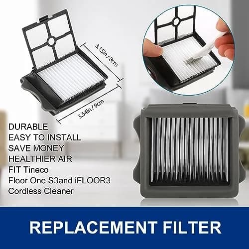 MXZONE Tineco iFloor 3/Floor One S3 Replacement Roller Brush & HEPA Filter Kit (2 Brush Rollers, 2 Filters, 1 Cleaning Brush) | For Sealed Wood, Tile, Marble Floors thumbnail 5