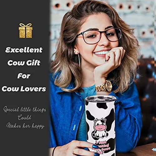 Mofvugz Cow Print Insulated Tumbler 590ml (20 Oz) | Cute Cartoon Cow Lover Gift thumbnail 3