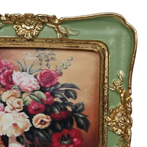 WINPLUS+ Vintage Picture Frame 3x3 inch (7.6x7.6 cm) with 4x4 inch (10.2x10.2 cm) Outer Dimensions | Antique Golden Floral Resin Display thumbnail 5