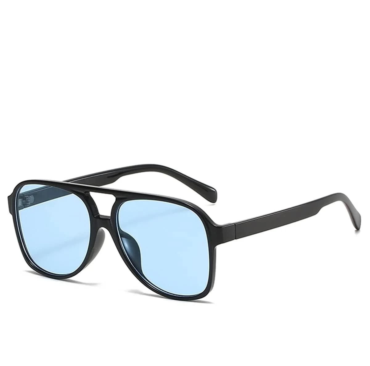 IKUVNA Vintage Aviator Sunglasses for Women Men 70s Glasses Retro Oversized Yellow Lens Shades | UV400 Protection — Blue