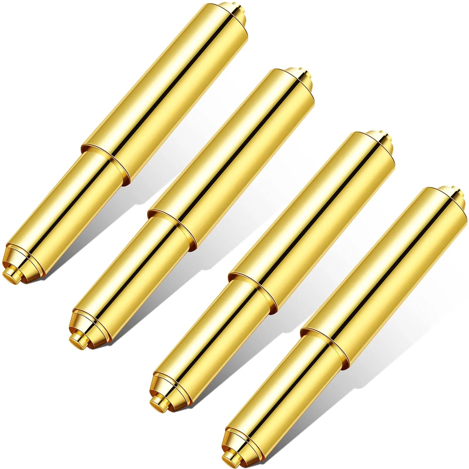 Shappy Gold 4 Pcs Universal Toilet Paper Holder Replacement Rods | Spring Loaded for Secure Fit - main product image