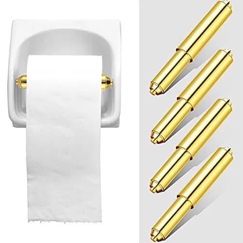 Shappy Gold 4 Pcs Universal Toilet Paper Holder Replacement Rods | Spring Loaded for Secure Fit thumbnail 6