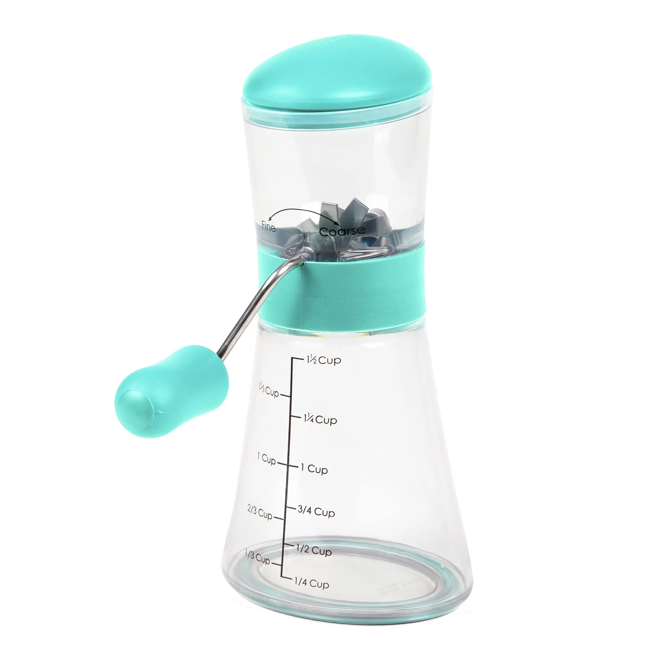 Prepworks by Progressive Nut Chopper with Non-Skid Base, Red | Patented Design with Fine-to-Course Grinding Options & Clear Measurements (1 Unit) — Turquoise