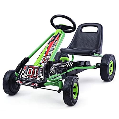 HONEY JOY Go Kart for Kids, 4 Wheel Off-Road Pedal Car | Adjustable Seat & EVA Tires (Green) thumbnail 9
