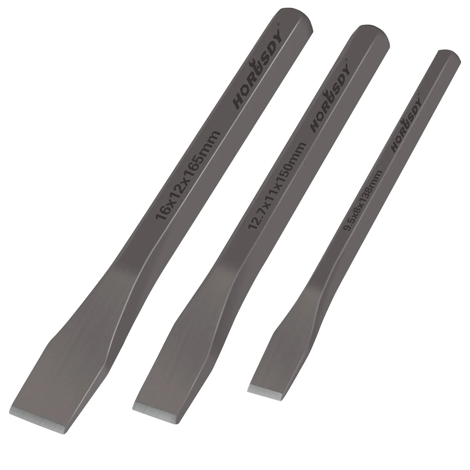 HORUSDY 3-Piece Heavy-Duty Cold Chisel Set 3/8", 1/2", 5/8" | Cr-V Steel for Metalworking & Masonry - main product image