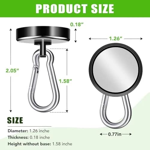 E BAVITE Magnetic Hooks 6 Pack | Heavy Duty 110LBS Capacity | Strong Neodymium Magnets for Industrial & Home Use thumbnail 2