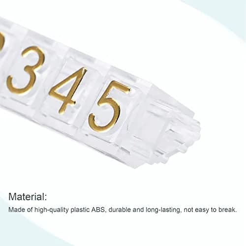 MECCANIXITY Adjustable Removable Mini Cube Price Tag Display Number Letter Price Label Stand Block Kit Gold on Clear (16 Sets) thumbnail 4
