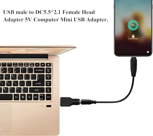 Traovien USB to DC Power Adapter 2PCS | 5V USB Male to DC 5.5x2.1mm Female | Compact & Lightweight thumbnail 5