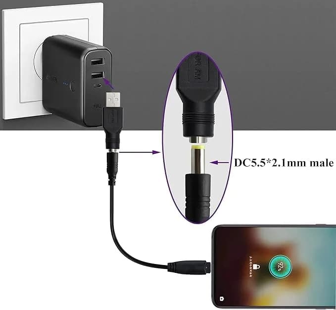 Traovien USB to DC Power Adapter 2PCS | 5V USB Male to DC 5.5x2.1mm Female | Compact & Lightweight thumbnail 6