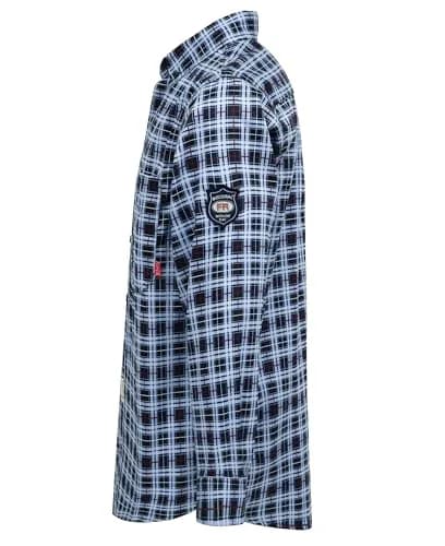 BOCOMAL Men's FR Shirts Printed Plaid Button Up 6.5oz Lightweight Workwear | NFPA 70E & NFPA 2112 Certified thumbnail 7