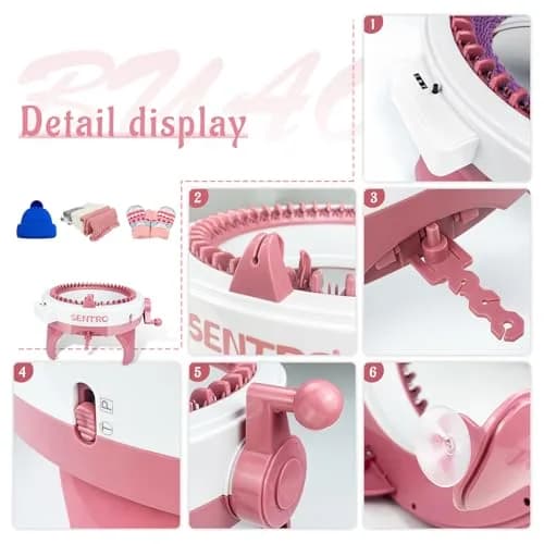 BUAOB Sentro Knitting Machine 48 Needles | Rotating Double Knit Loom Kit for Beginners thumbnail 8