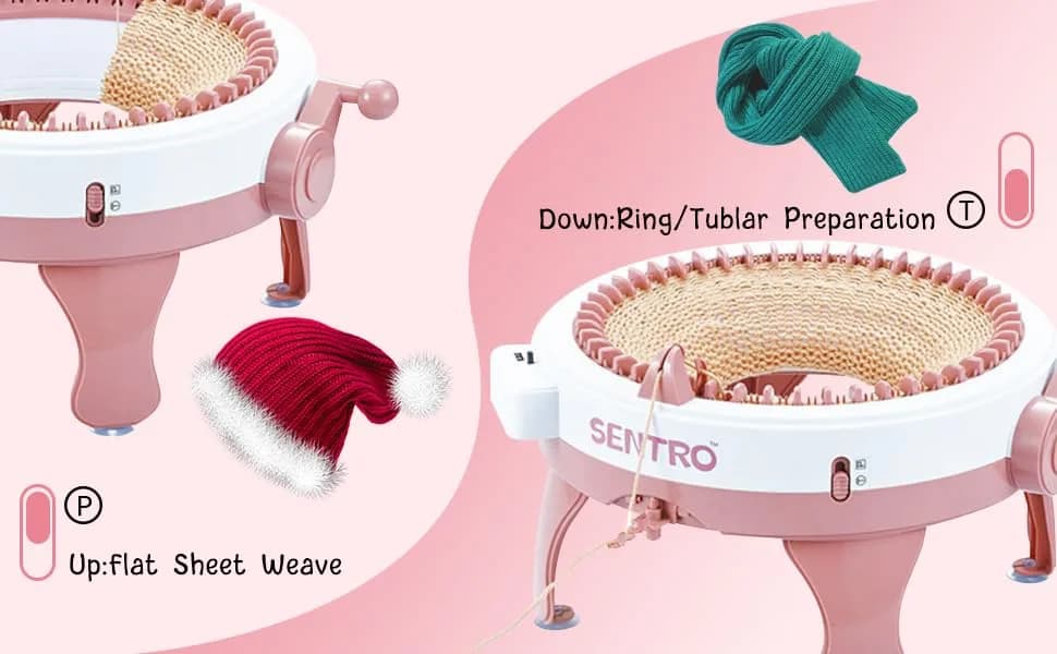 BUAOB Sentro Knitting Machine 48 Needles | Rotating Double Knit Loom Kit for Beginners thumbnail 3