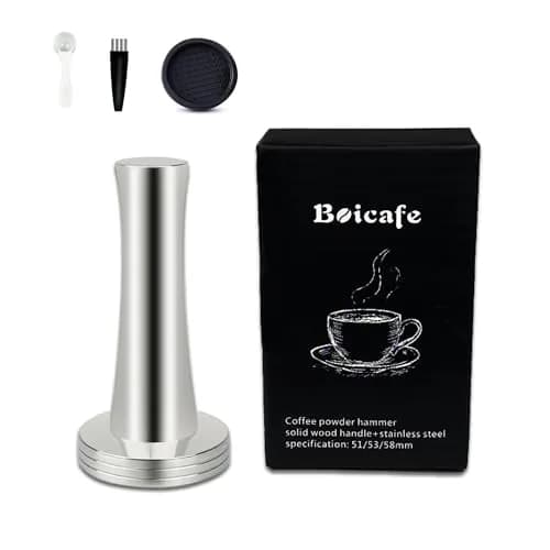Boicafe 39mm Coffee Tamper with Mat & Brush - 304 Stainless Steel Base, Heavy Duty Espresso Presser (Silver) thumbnail 1