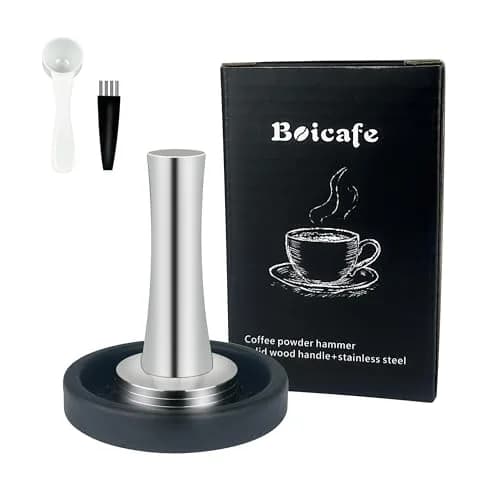 Boicafe 39mm Coffee Tamper with Mat & Brush - 304 Stainless Steel Base, Heavy Duty Espresso Presser (Silver) thumbnail 2