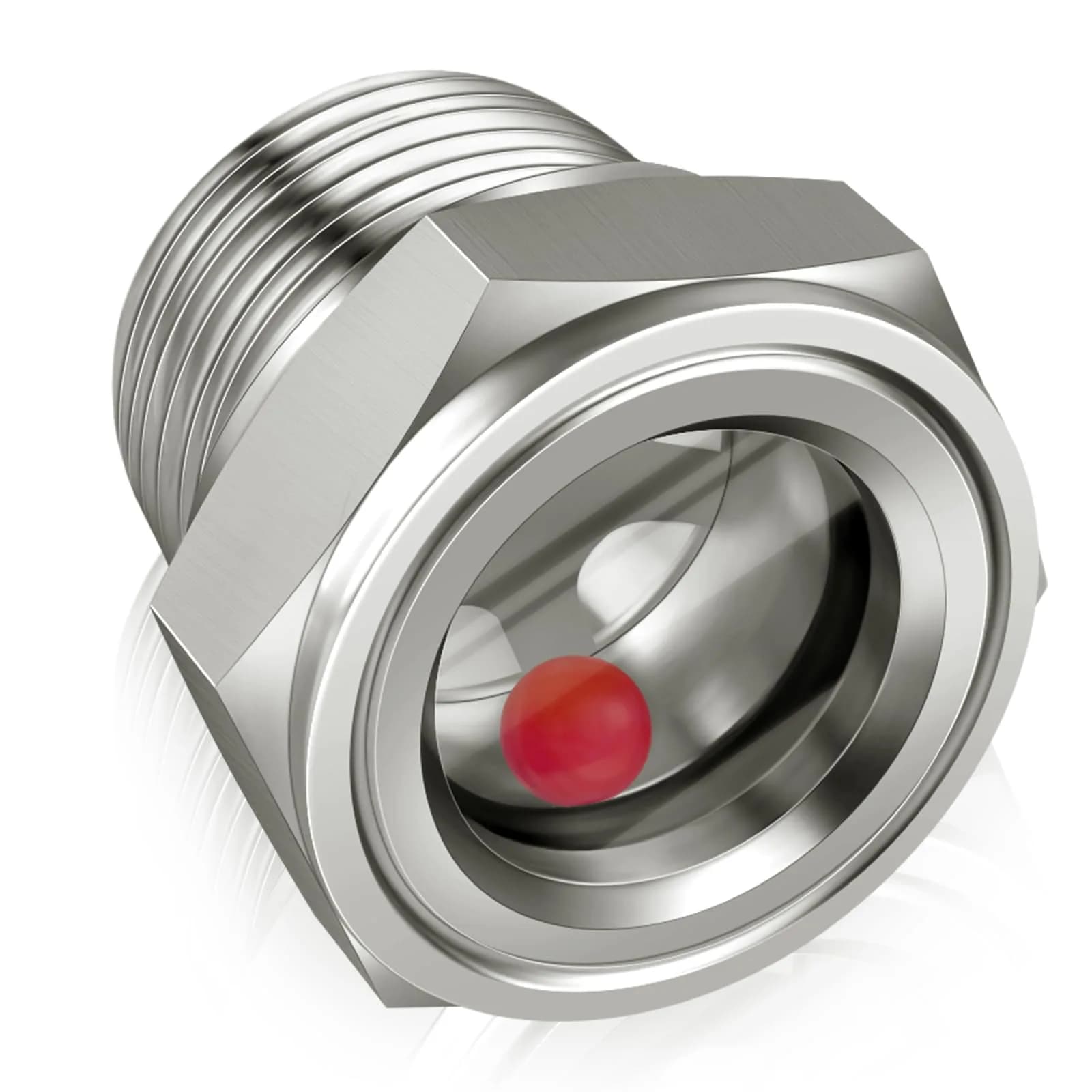 Boltigen Stainless Steel Oil Sight Glass 1/2 NPT Male Hex Head | Pressure Rated 800 PSI