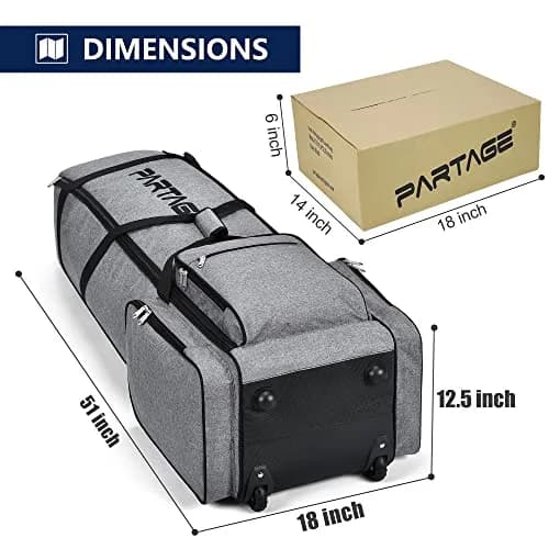 Partage Golf Travel Bag with Wheels & Padded Protection, 132 cm (51 Inches) | Gray thumbnail 5