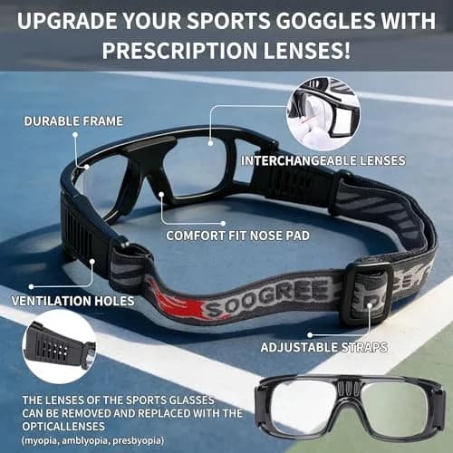 SooGree Professional Sports Goggles 8068, 0.15 kg (0.33 lb) | Impact Resistant Anti-Fog Eyewear thumbnail 3