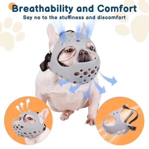 BARKLESS Frenchie Muzzle for Short Snout Dogs, Size S (13"-14.5") Head Circumference | Breathable & Adjustable for Biting, Grooming, Walking thumbnail 4