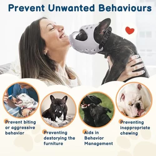 BARKLESS Frenchie Muzzle for Short Snout Dogs, Size S (13"-14.5") Head Circumference | Breathable & Adjustable for Biting, Grooming, Walking thumbnail 3