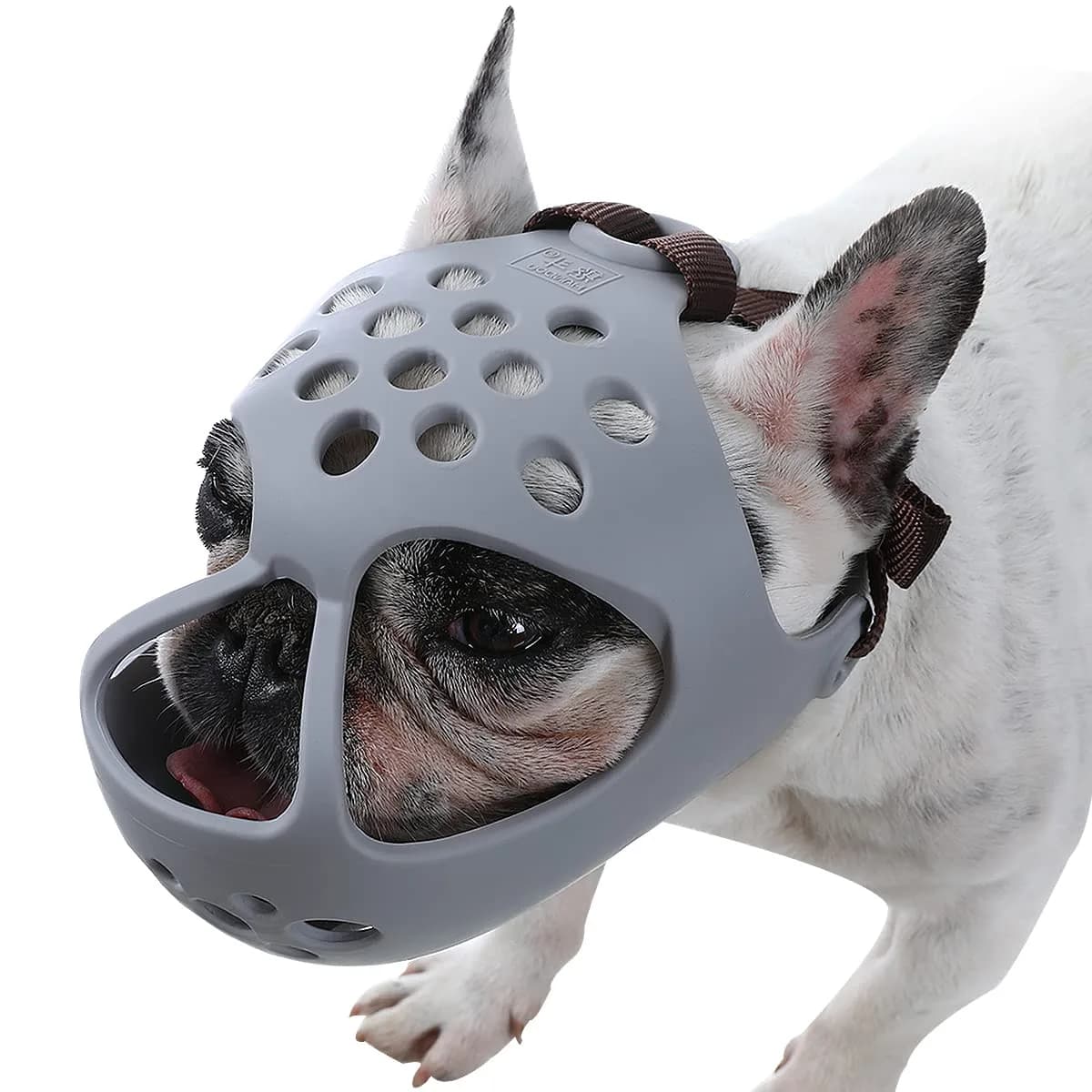 BARKLESS Frenchie Muzzle for Biting, Breathable Short Snout Dog Muzzle for French Bulldogs, Boston Terriers, Size M (15"-16.5") - main product image