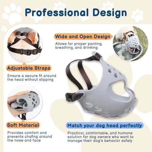 BARKLESS Frenchie Muzzle for Biting, Breathable Short Snout Dog Muzzle for French Bulldogs, Boston Terriers, Size M (15"-16.5") thumbnail 2