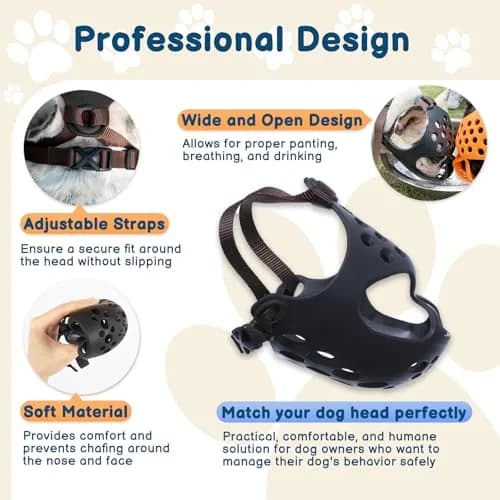 BARKLESS Frenchie Muzzle for Short Snout, Breathable Dog Muzzle for Biting, Size L (17"-18.5") | Allows Drinking thumbnail 2
