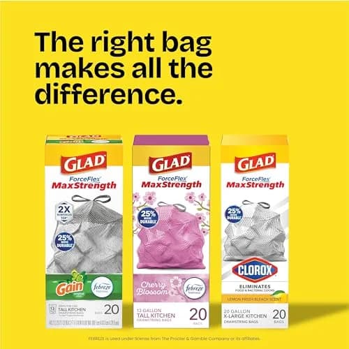 Glad ForceFlex MaxStrength Tall Kitchen Trash Bags 13 Gal 34 Count | Odor Control & Leak Protection thumbnail 9
