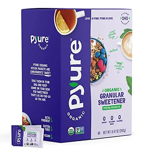 Pyure Organic Stevia Packets 240 Count | Zero Calorie Sugar Substitute for Coffee, Baking & Travel thumbnail 1