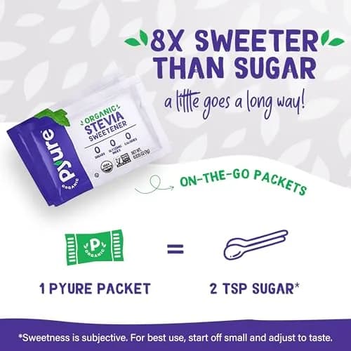 Pyure Organic Stevia Packets 240 Count | Zero Calorie Sugar Substitute for Coffee, Baking & Travel thumbnail 2