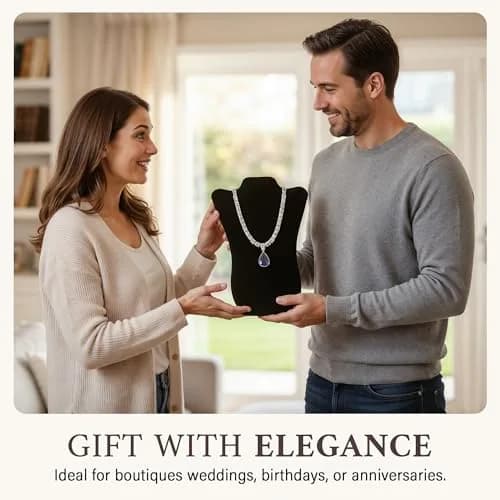 RJ Displays Velvet Necklace Jewelry Display Stand Holder 36cm (14") | Organizes Necklaces for Retail & Personal Use thumbnail 7
