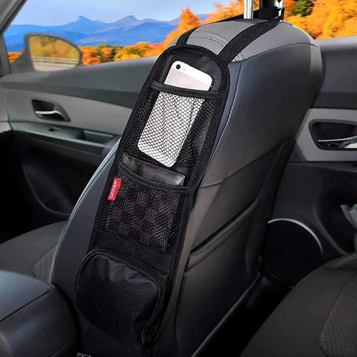 Luckybay Car Seat Side Organizer 16.5" × 5.5" | Universal Fit for Cars & SUVs, Waterproof, Durable - main product image