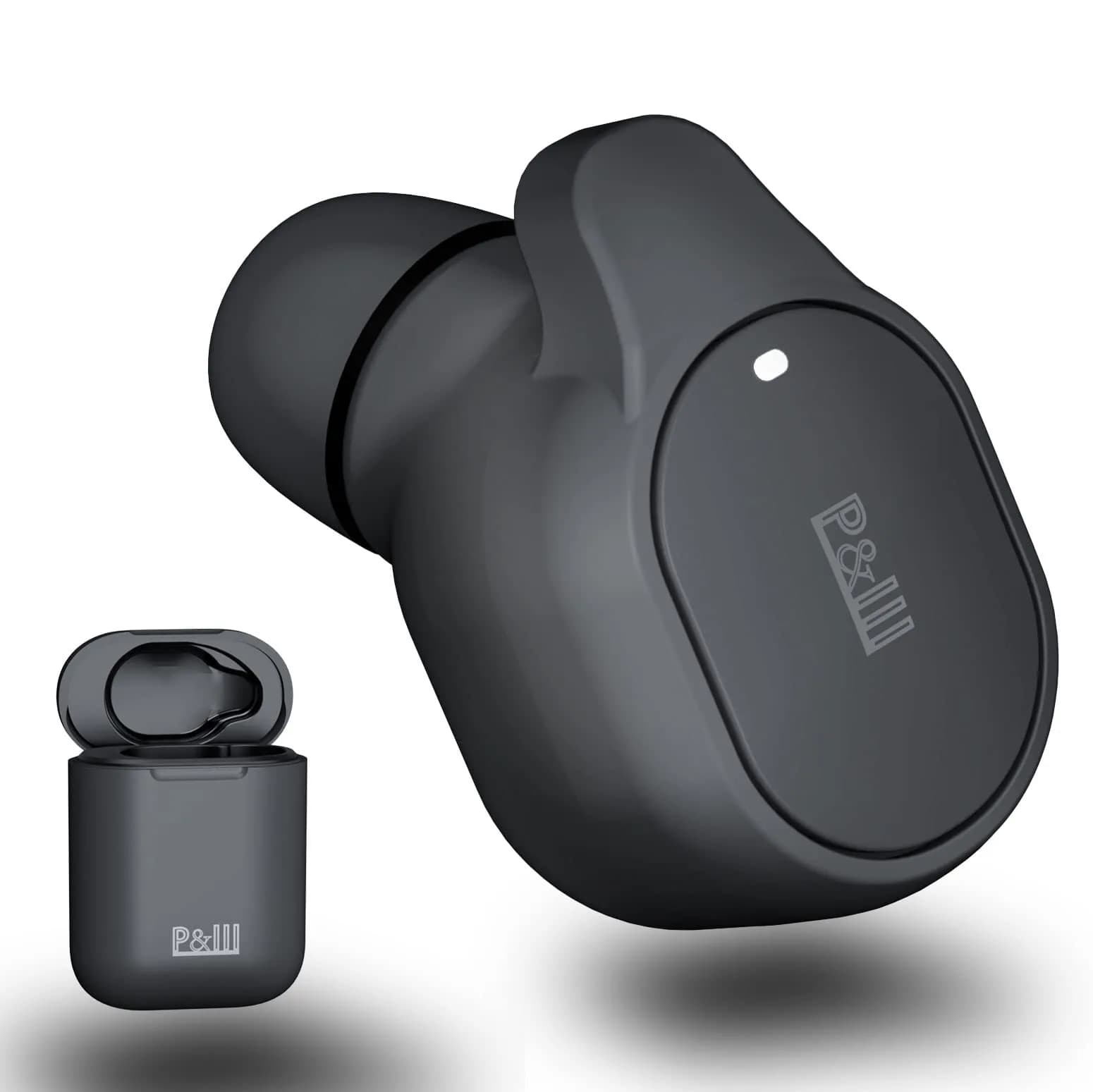 P&LLL Bluetooth Mini Earbud Wireless Invisible Pro Headset with Charging Case | 8 Hrs Playtime, Noise Cancelling — Black