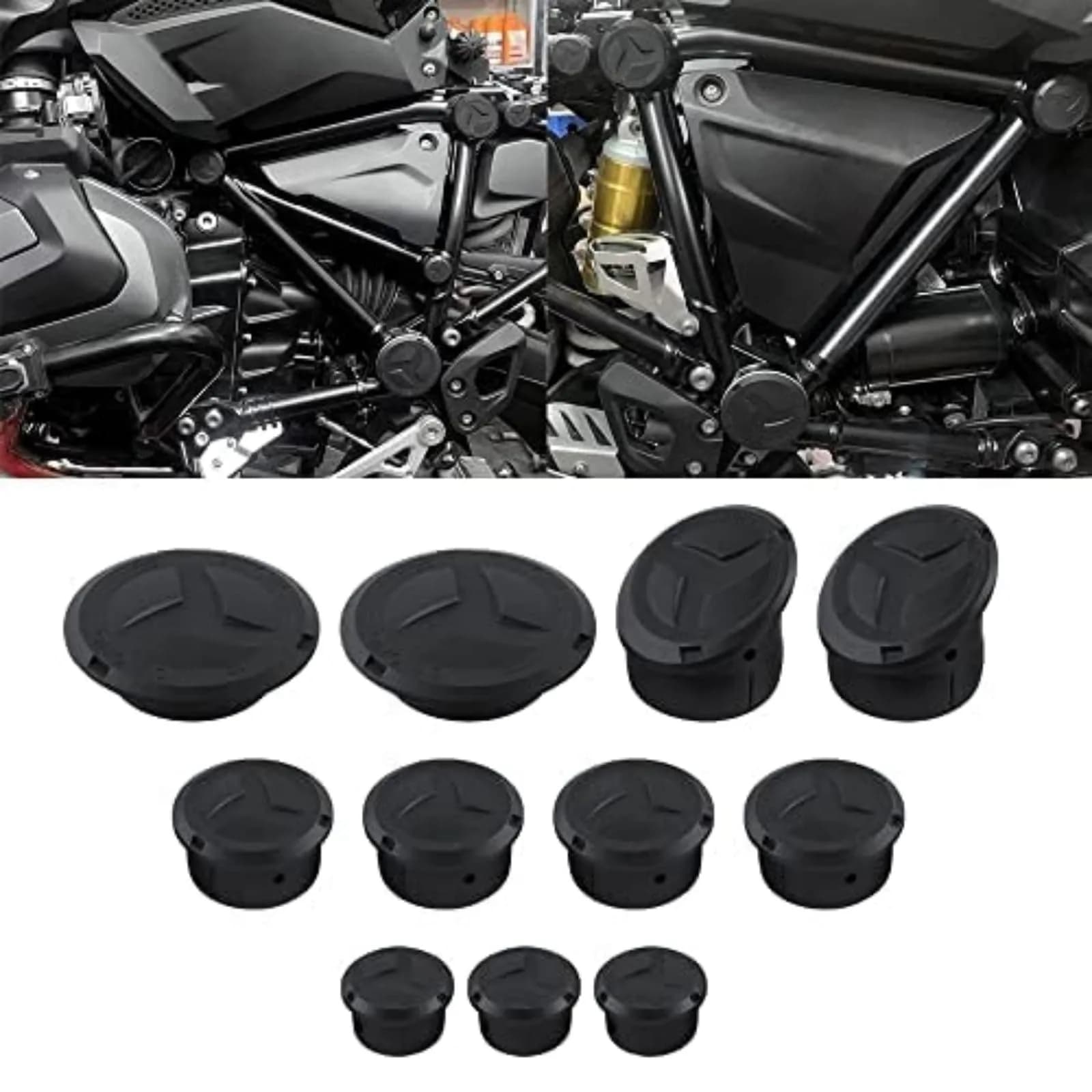 NICECNC Motorcycle Frame Hole Caps Cover Plug Set for BMW R1250/R1200 GS LC/Adv (11-Piece Set) - main product image