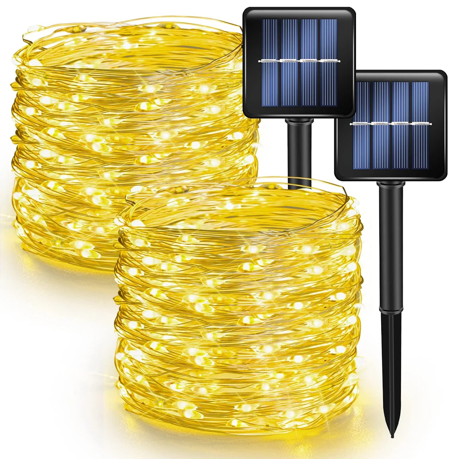 Dazzle Bright Solar String Lights Outdoor 2 Pack 45.9ft (14m) | 240 LEDs Warm White - main product image