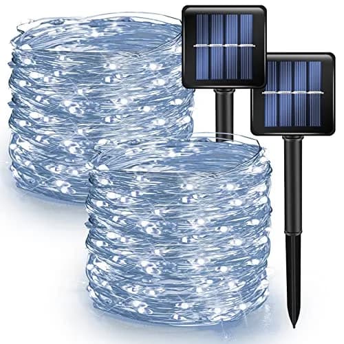Dazzle Bright 2 Pack Solar String Lights Outdoor 240 LEDs 24.2 m (78.7 ft) | Waterproof Copper Wire Fairy Lights with 8 Modes thumbnail 1